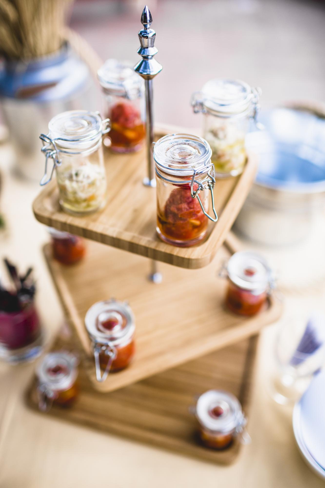 Workshop table with jars and recipe cards